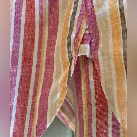 Chicos 100% Linen Striped Button Up Blouse Top Size M - Picture 6 of 11